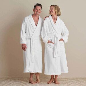 Velour Terry Unisex Robe - White, M